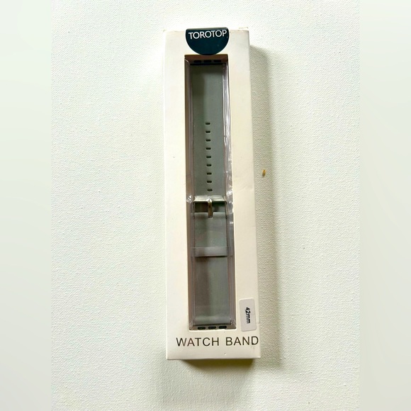 Watch Band Top-Grain Leather Band Strap w/ stainless steel clasp light gray - Picture 1 of 3